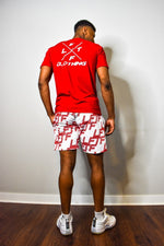 LFTF WHT/RED ALL Over Print Shorts